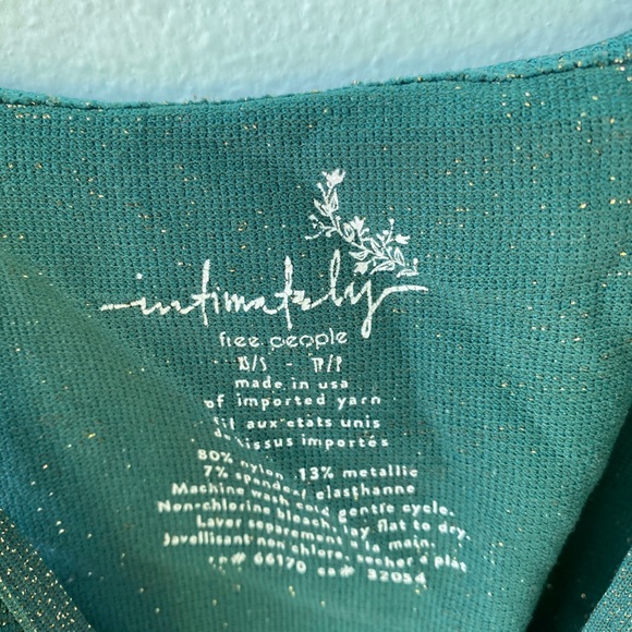 Free People Forest Green and Metallic Thread Top - Picture 6 of 7